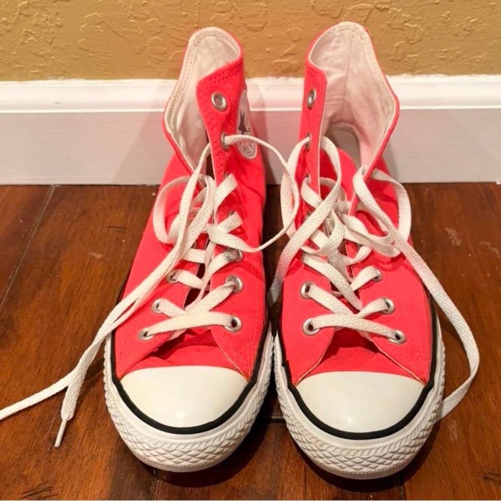 Bright Pink High-Top Canvas Sneakers